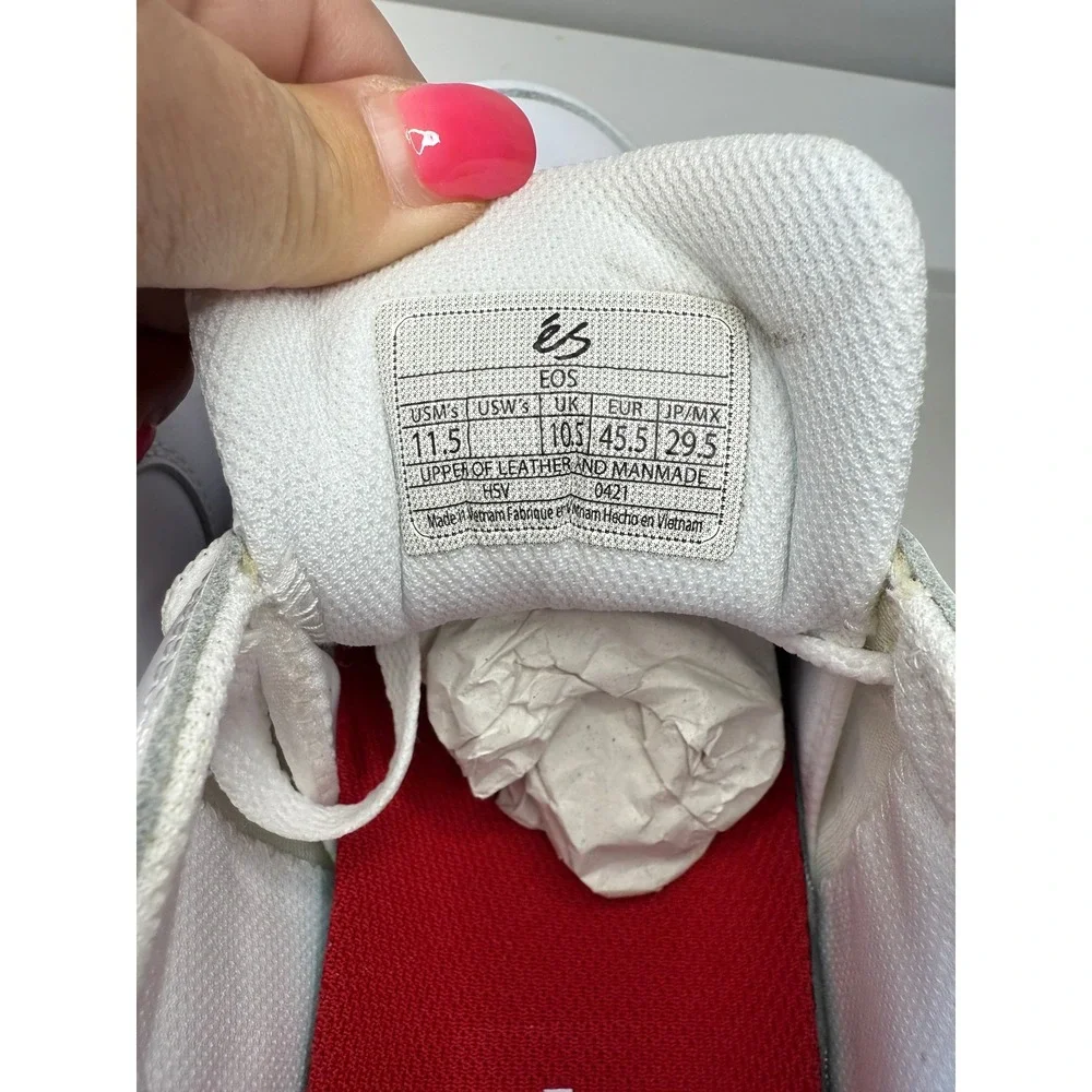 ES EOS Mens Skate‎ Shoes White Leather Low Top Sneakers Size 11.5 New